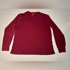 Polo Ralph Lauren  Classic Long Sleeve Cotton Wine Shirt with Logo Sz Med